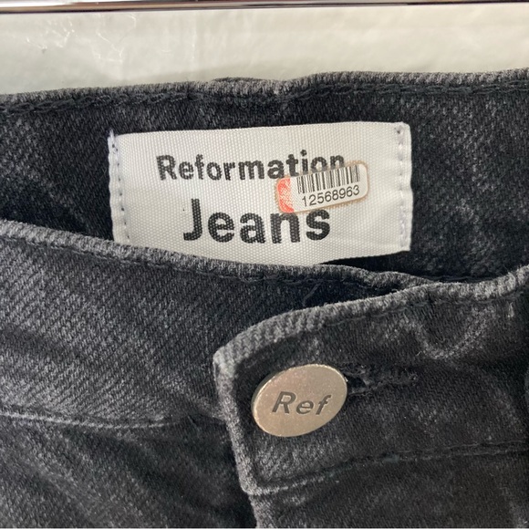 Reformation Denim Black Serena High Rise Crop Button Fly Skinny Jeans, Size 24 - Picture 4 of 7